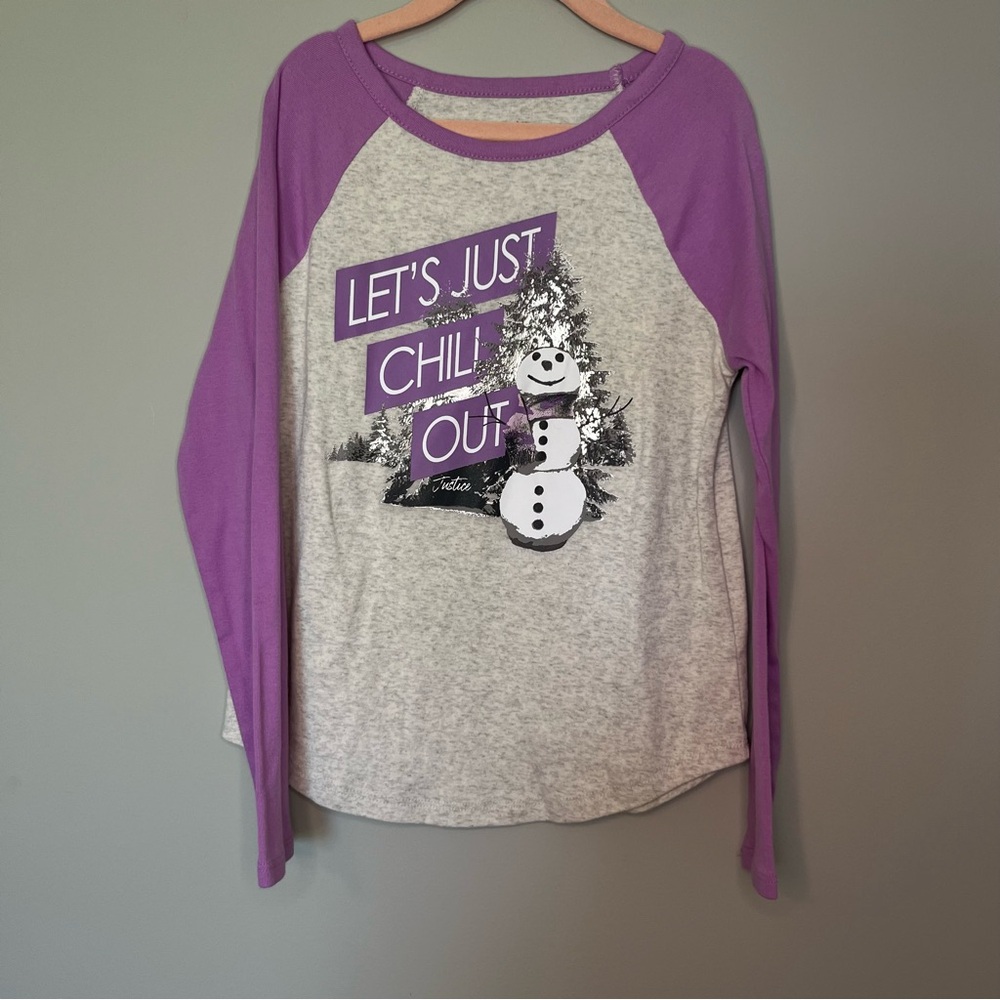 Justice Purple and Gray Long Sleeve Tee
